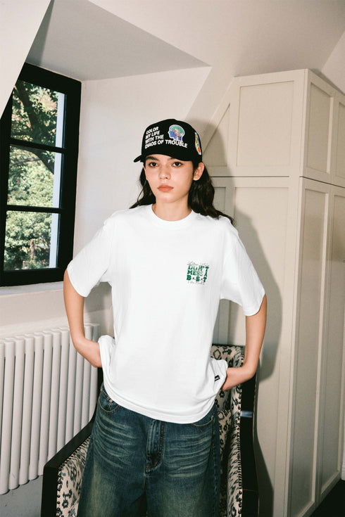 Letter Round Neck T-shirt 230g Heavy Cotton